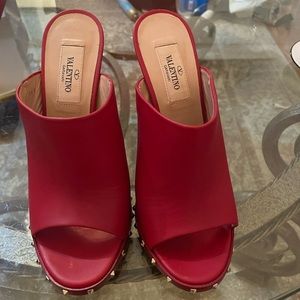 VALENTINO GARAVANI RED Sling back SANDALS WITH STUDS ON THE TRIM Sz 36.5